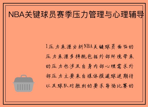 NBA关键球员赛季压力管理与心理辅导